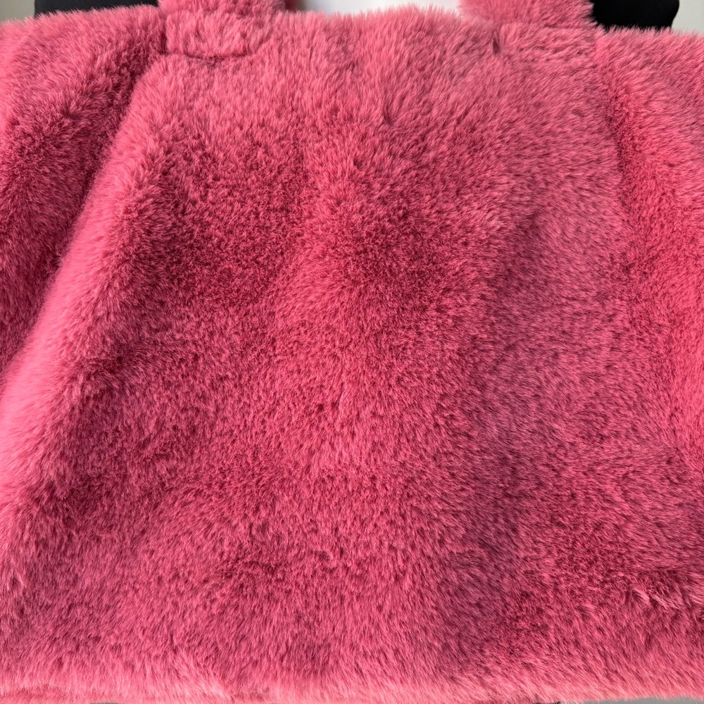 Anthropologie Faux Fur Soft Fluffy Rose Pink Bag Tote - Picture 10 of 15